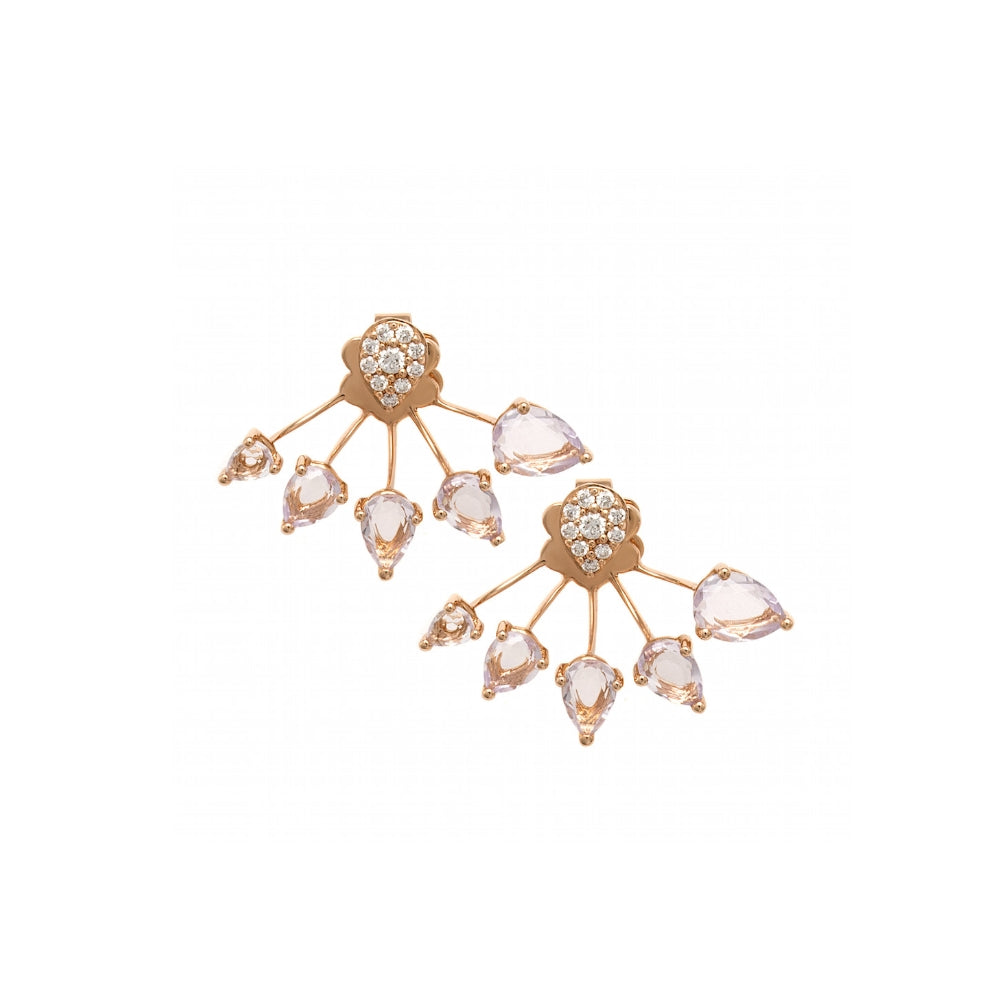 Rose Gold with White Diamond and Amethyst Earrings From Eventail Collection