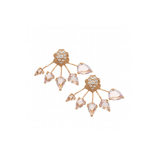 Rose Gold with White Diamond and Amethyst Earrings From Eventail Collection