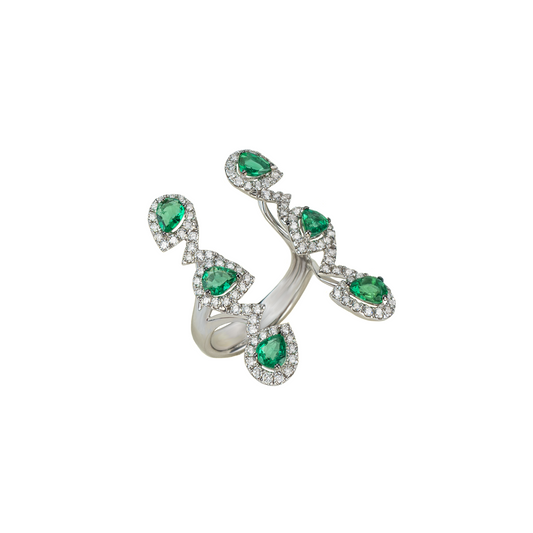 White Gold White Diamonds Emerald Ring From Aurore Collection