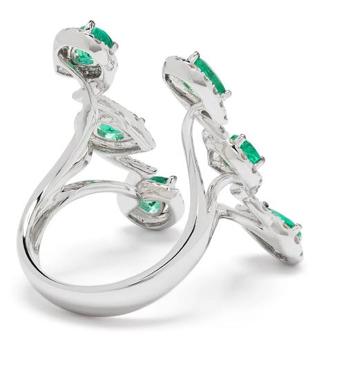 White Gold White Diamonds Emerald Ring From Aurore Collection