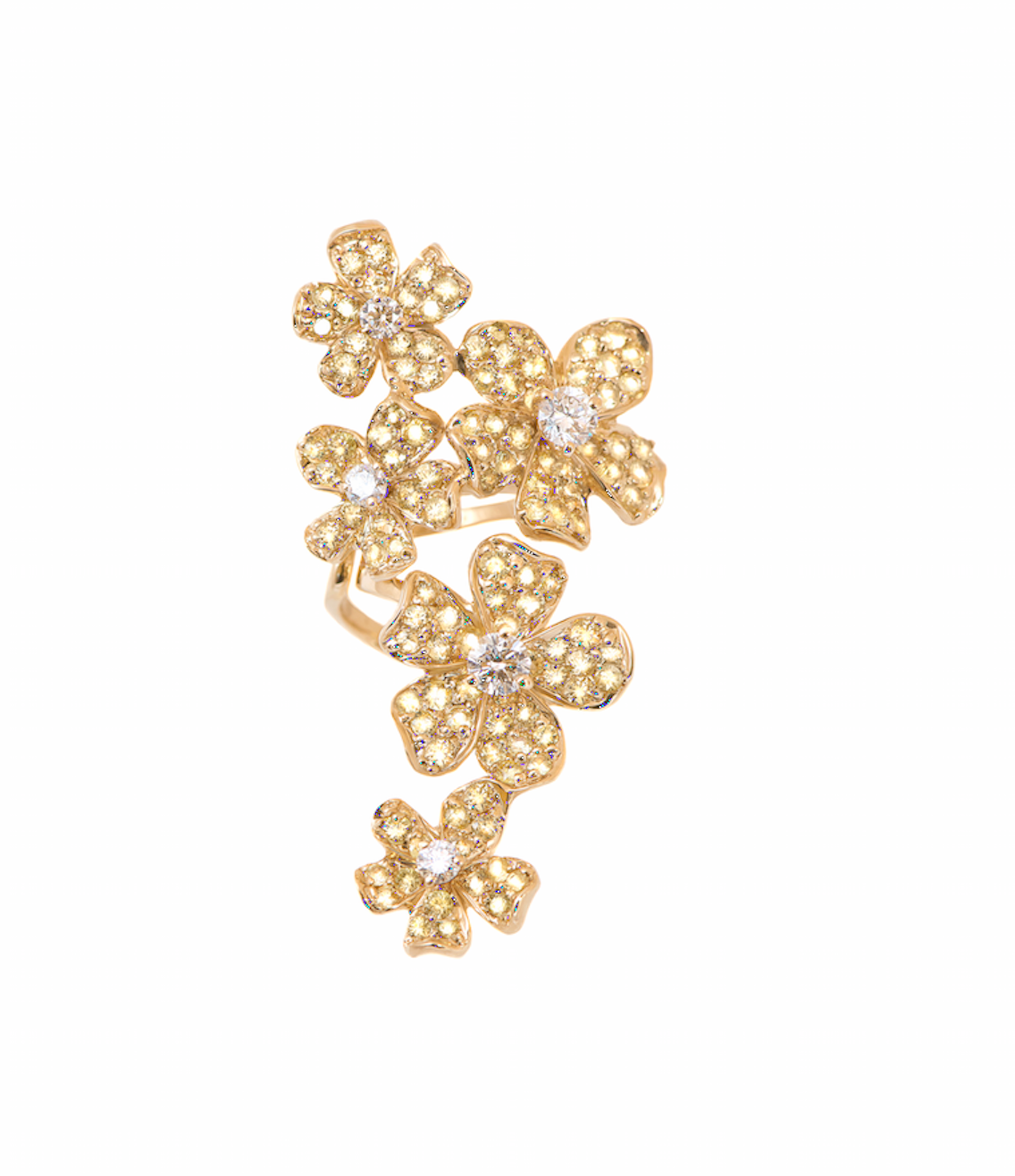 Yellow Gold With White Diamond & Yellow Sapphire Ear Cuff from Flowers Collection