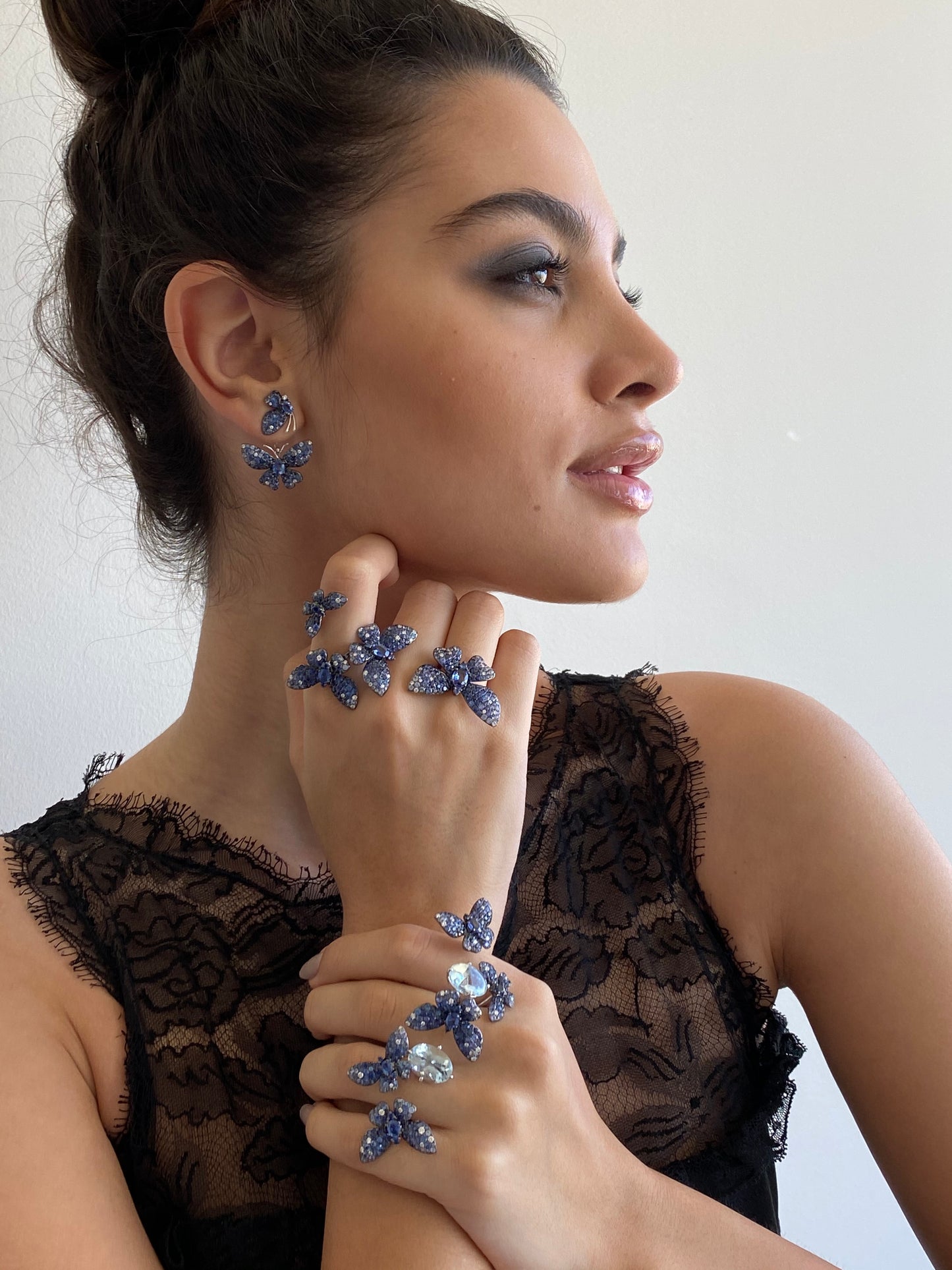 Blue Sapphire Butterfly Earrings