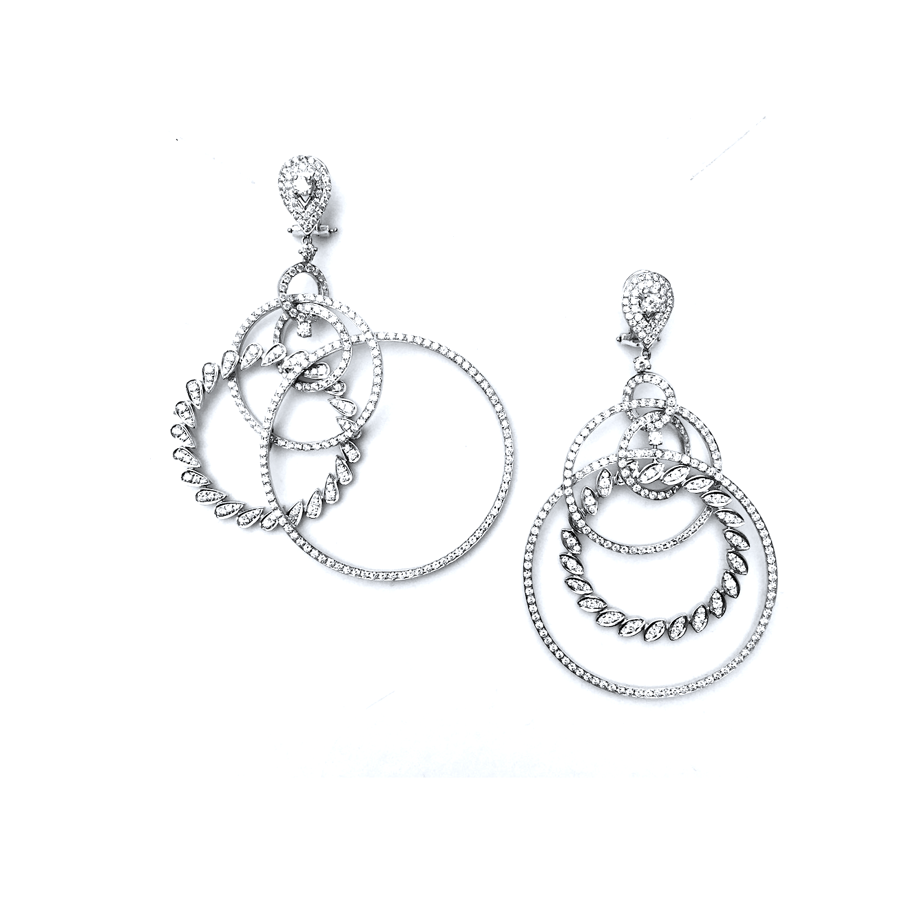 White Gold with White Diamond Hoops Earrings from Hoops Collection