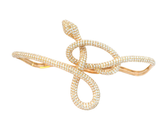 Rose Gold with White Diamond Palm Bracelet from Snake Collection