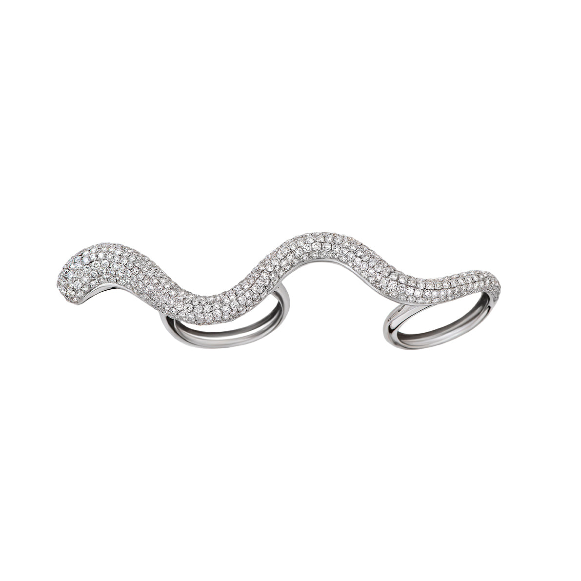 White Gold and Diamonds Multi-Finger Snake Ring