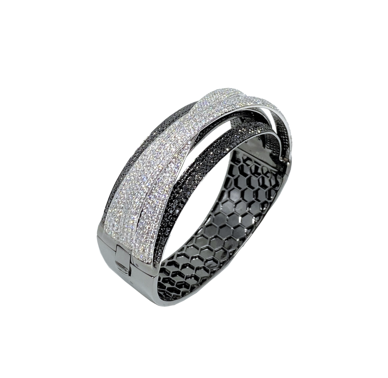 White Gold White & Black Diamonds Bangle