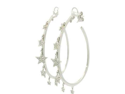 White Gold with White Diamond Earrings from Hoops Collection