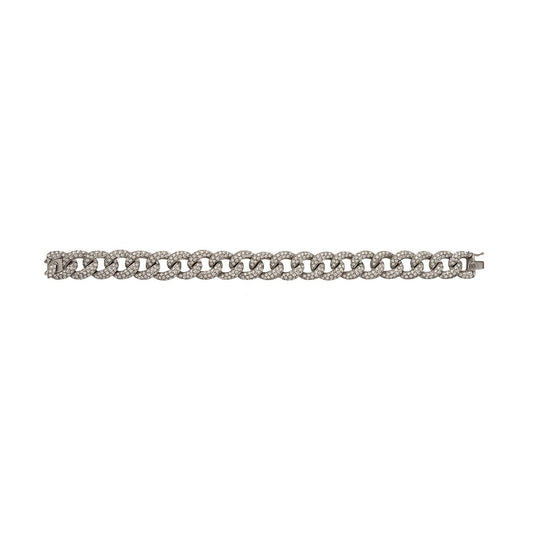 White Gold White Diamond Link Bracelet 11mm