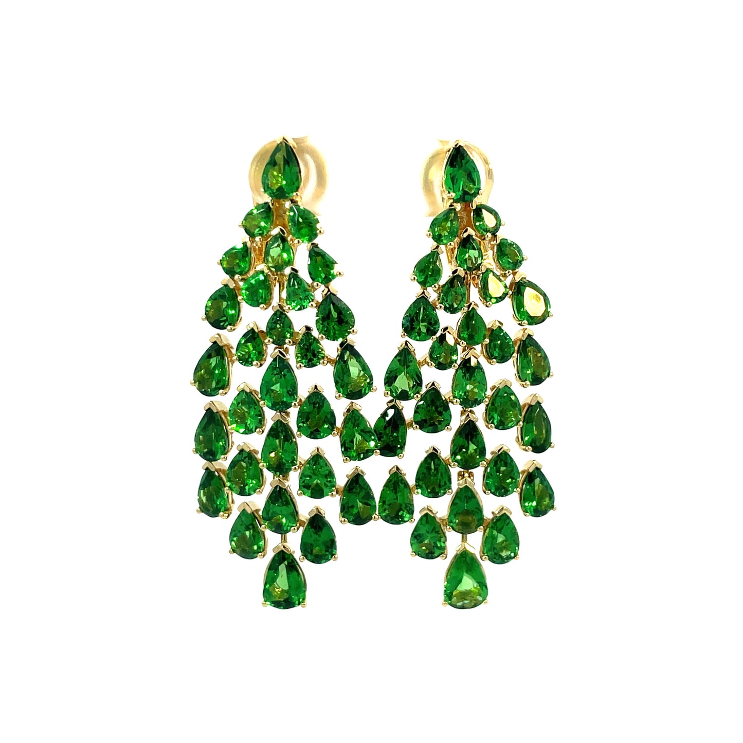 Yellow Gold with Tsavorite Earrings from Petal Collection
