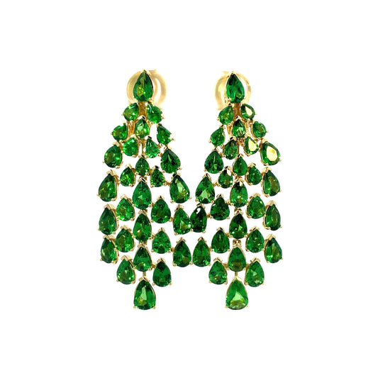 Yellow Gold with Tsavorite Earrings from Petal Collection