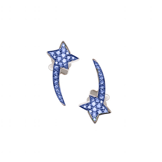White Gold with Blue Sapphire Earrings from Star Collection