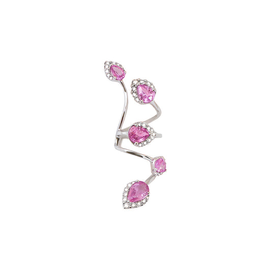 White Gold White Diamond Pink Sapphire Earcuff From Flower Collection