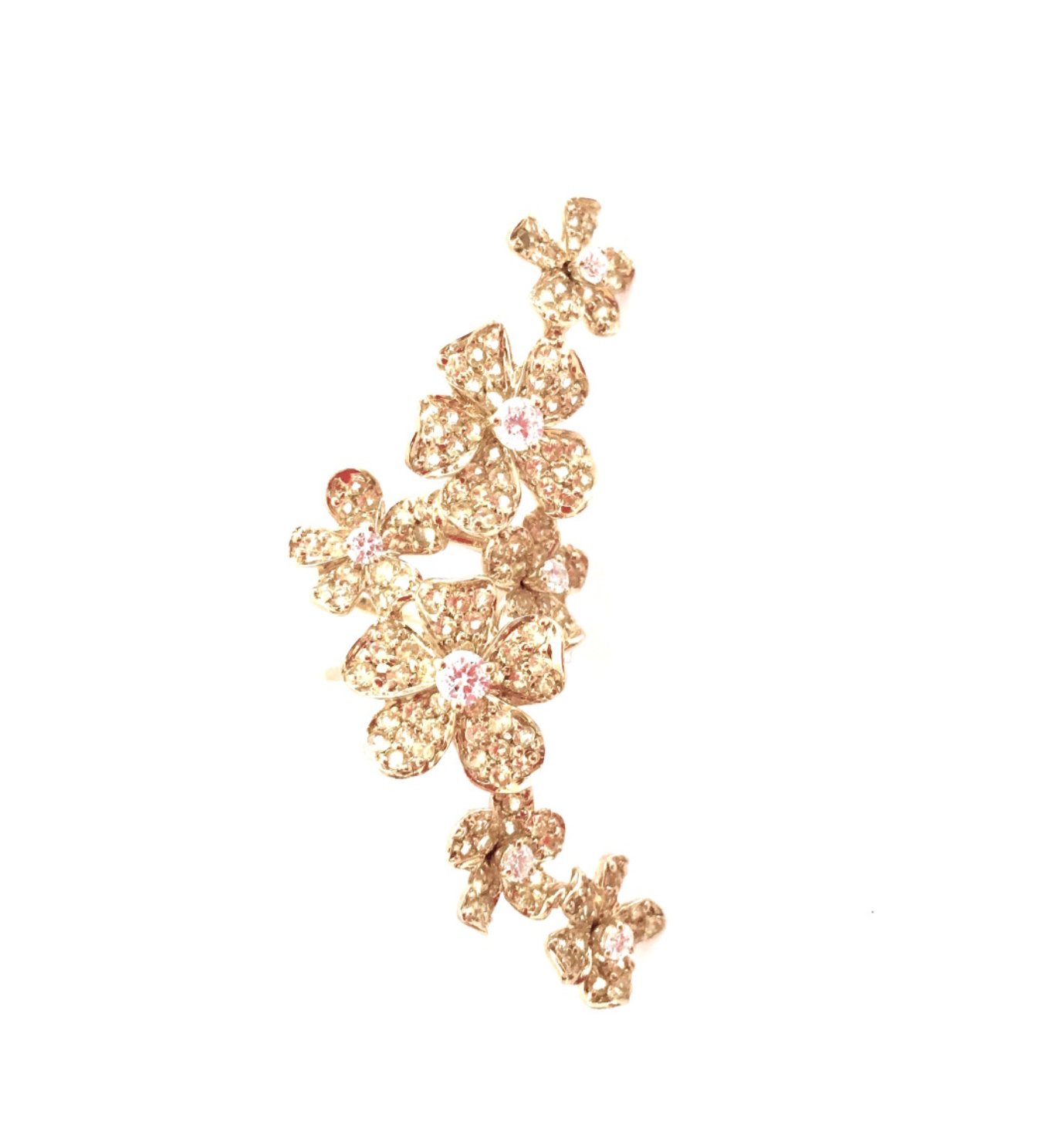Yellow Gold with White Diamond & Yellow Sapphire Earcuff from Flower Collection