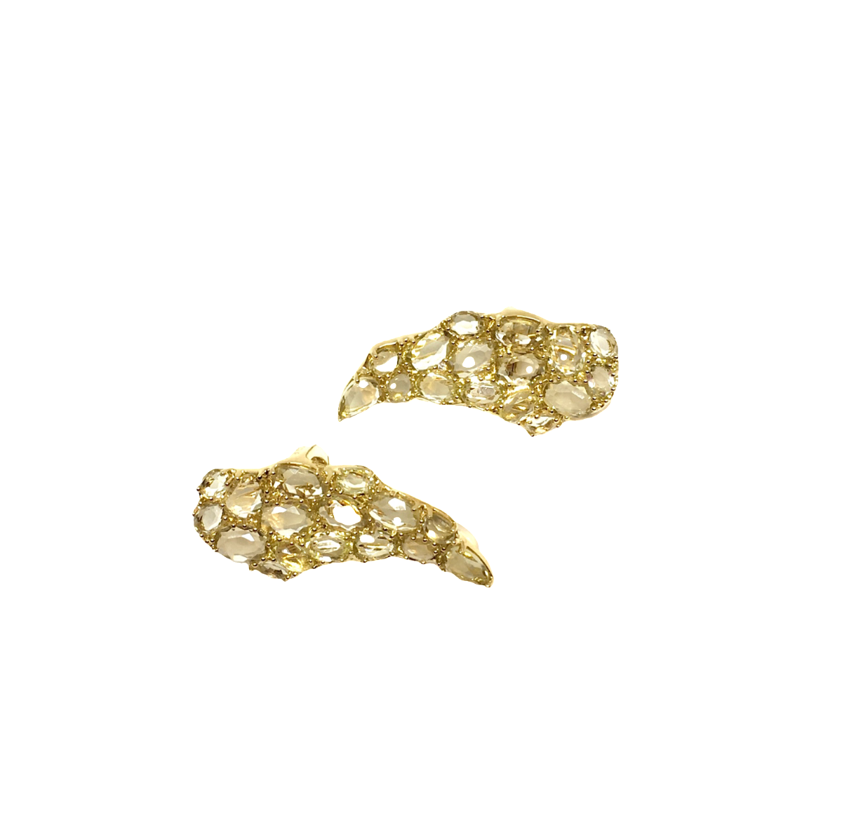 Yellow Gold White Diamonds Yellow Quartz Diamond Earrings