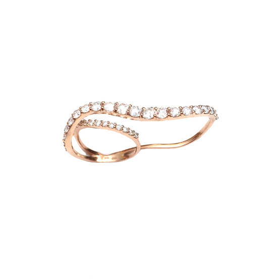 Rose Gold White Diamond Two Fingers Ring From Links Collection