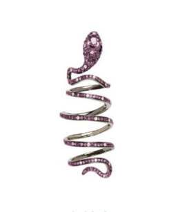 Rose Gold with White Diamond & Pink Sapphire Full Finger Ring from Snake Collection