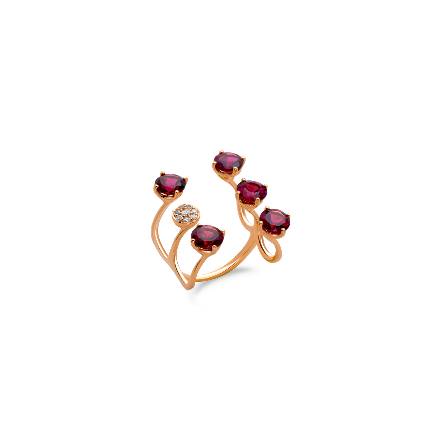 Rose Gold Rhodolite Garnet White Diamond Ring From Aurore Collection