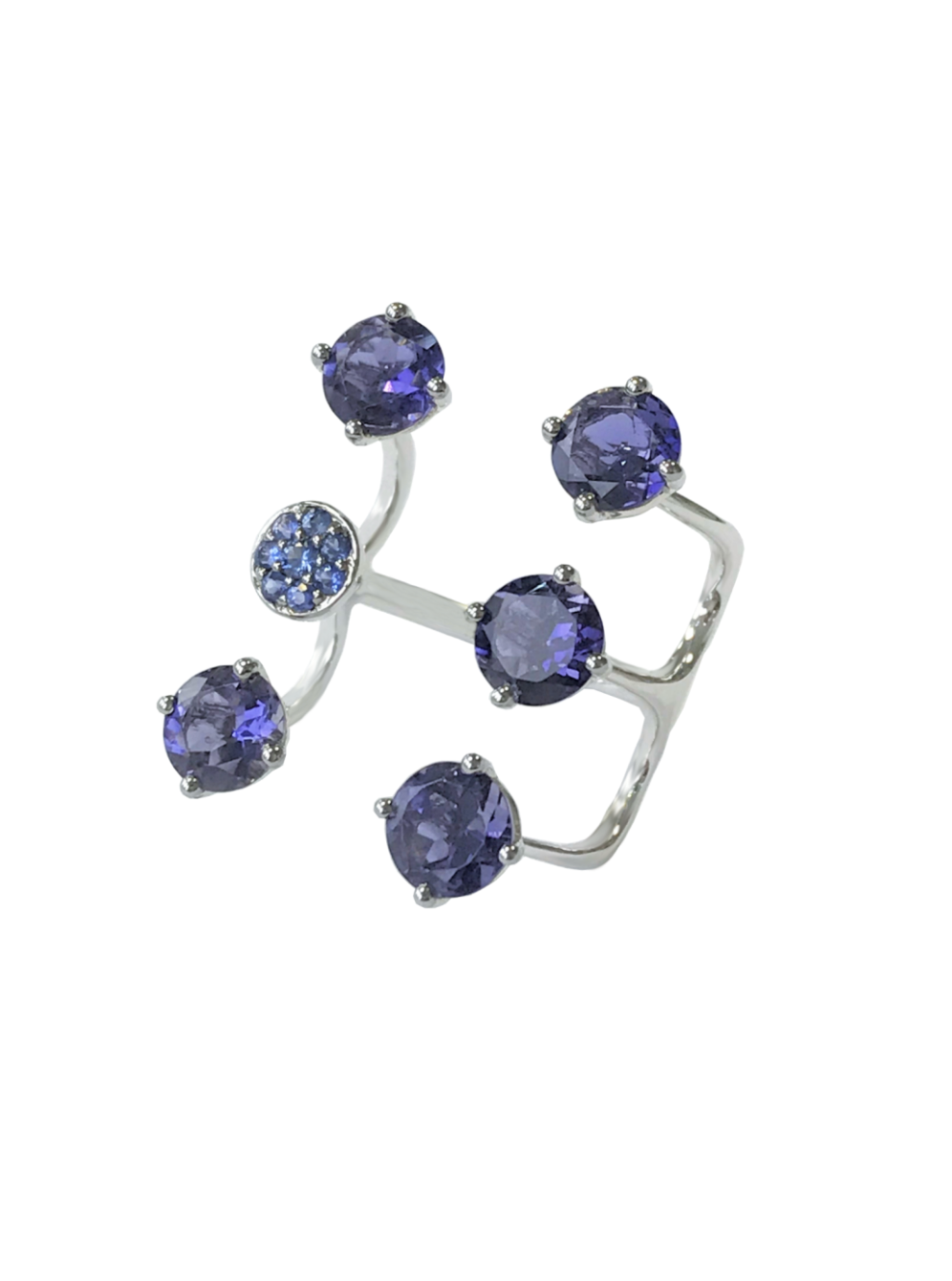 White Gold with Blue Sapphire & Iolite Ring from Aurore Collection