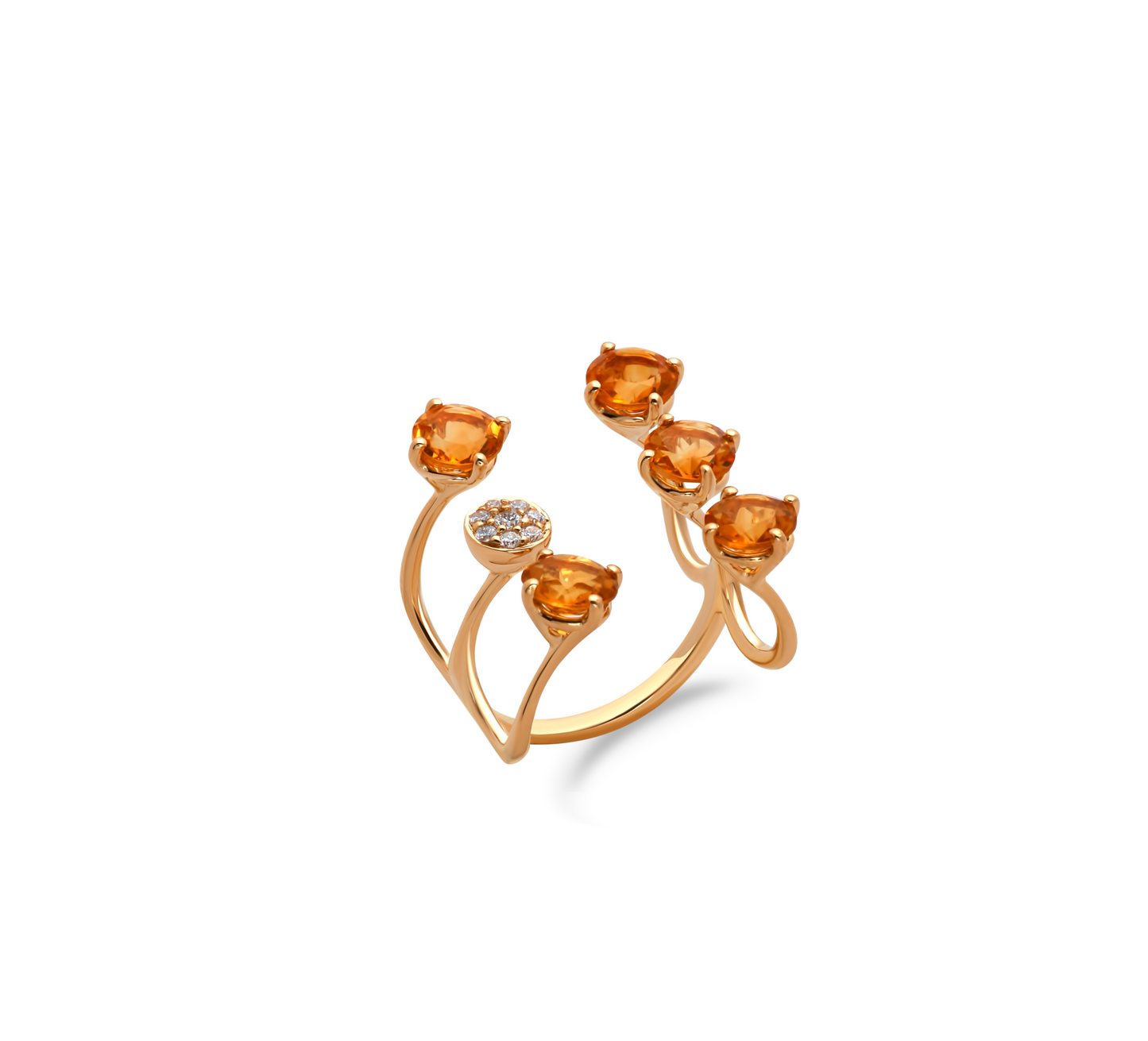 Yellow Gold White Diamond Citrine Ring From Aurore Collection