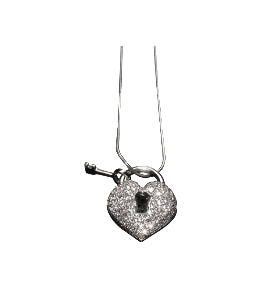 White Gold with White Diamond Heart-lock Necklace from Charms Collection