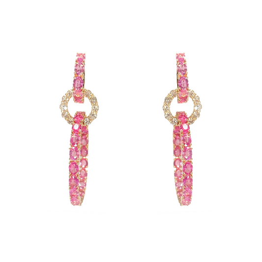 Rose Gold White Diamond Pink Sapphire Earrings From Hoops Collection