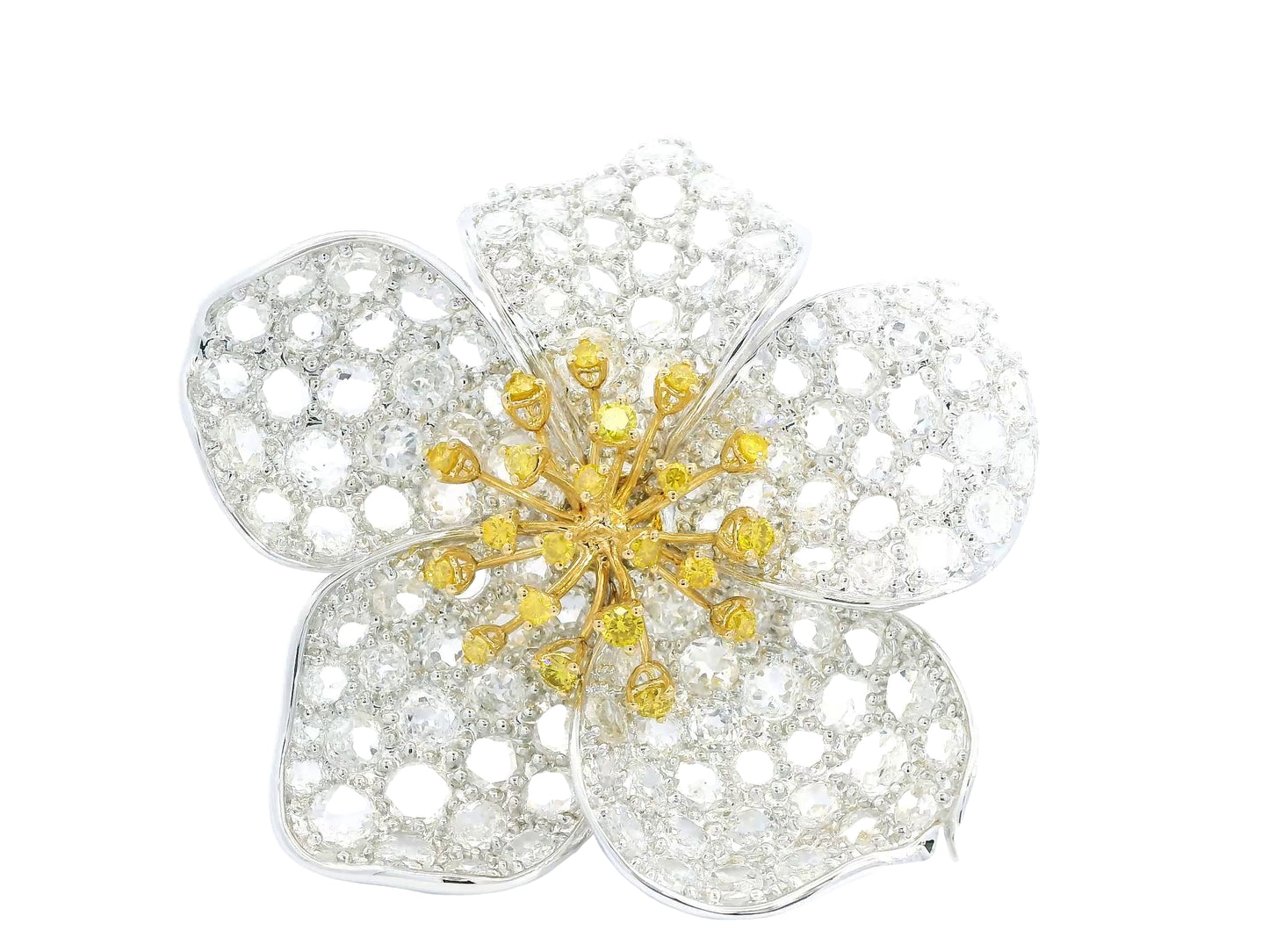 Copy White Gold with Yellow & White Diamond Ring from Flowers Collection