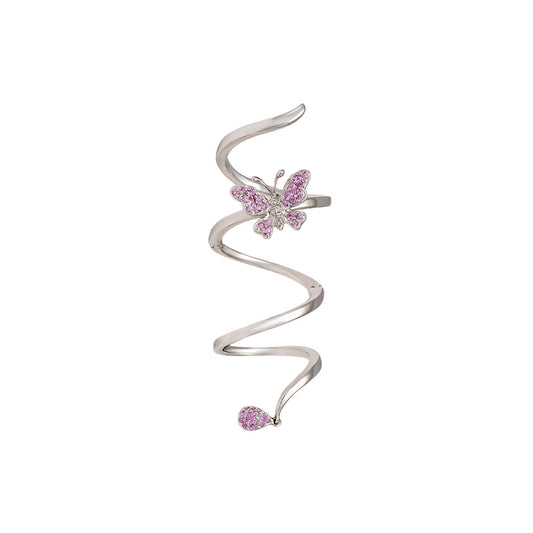 White Gold Pink Sapphire Full-finger Ring from Butterfly Collection