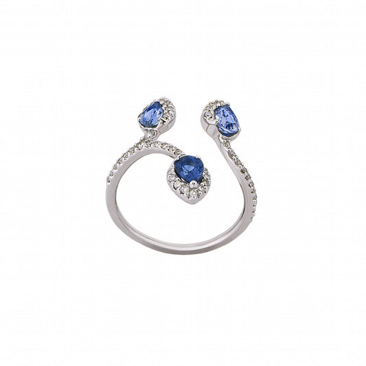 White Gold White Diamond and Blue Sapphire Ring from Terri Collection