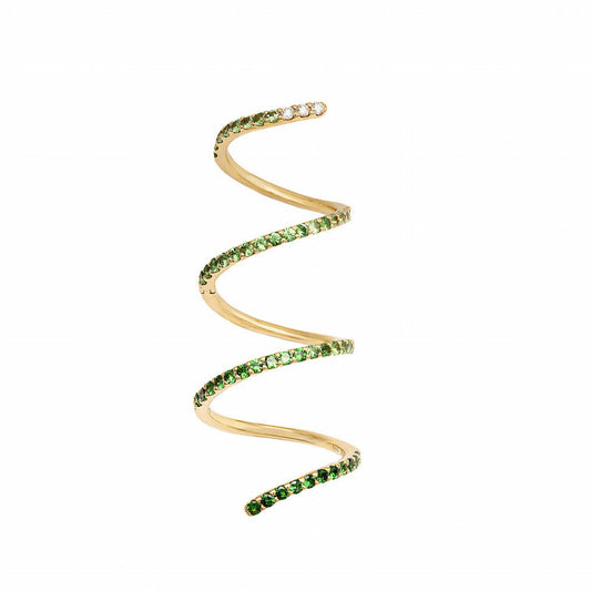 Green Garnet Full-Finger Spiral Ring