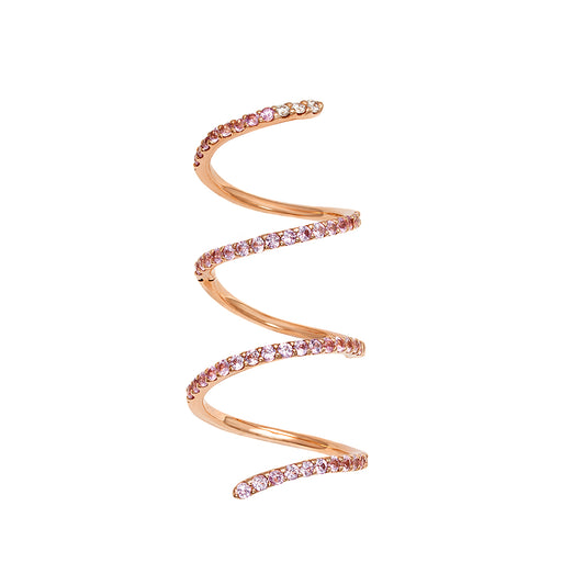 Pink Sapphire Full-Finger Spiral Ring