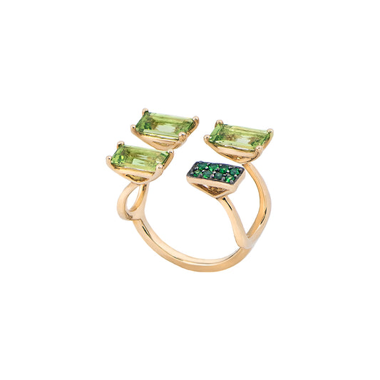 Yellow Gold Peridot and Green Garnet Ring from Terri Collection