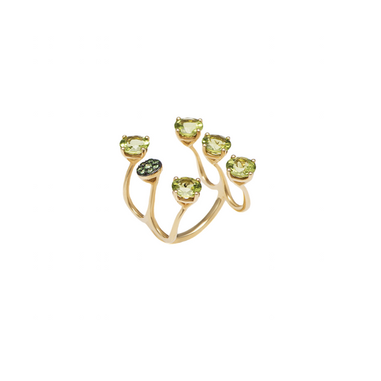 Yellow Gold Peridot Green Garnet Ring From Aurore Collection