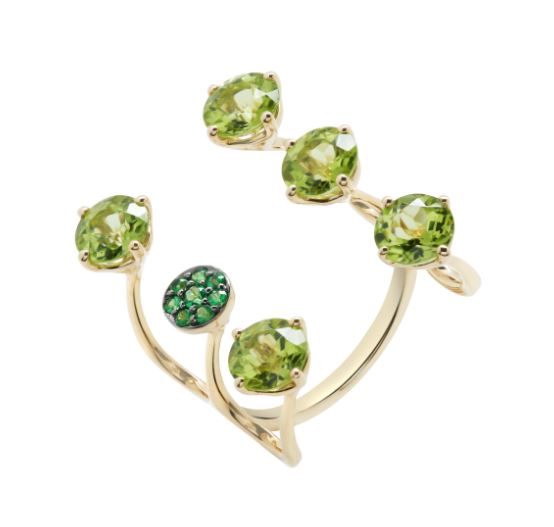 Yellow Gold Peridot Green Garnet Ring From Aurore Collection
