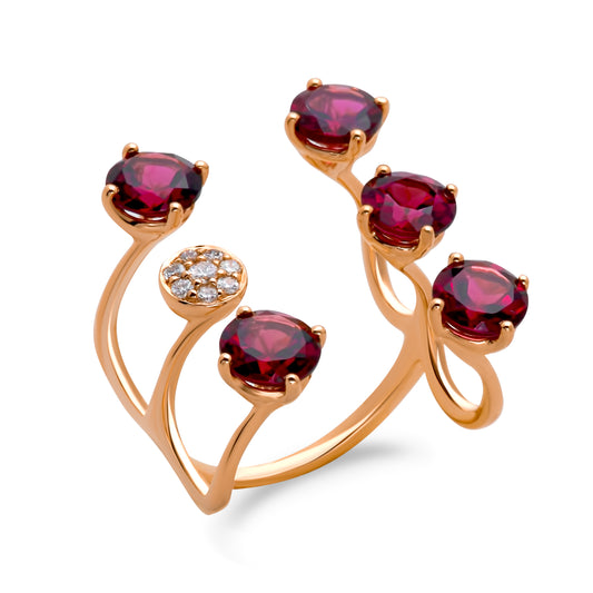 Rose Gold Rhodolite Garnet Ring from Aurore Collection