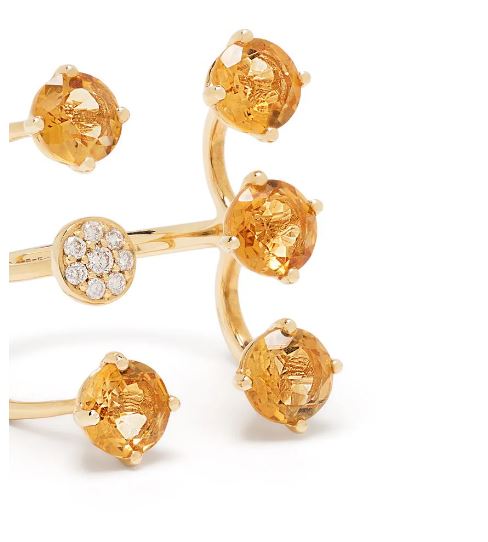 Yellow Gold White Diamond Citrine Ring From Aurore Collection