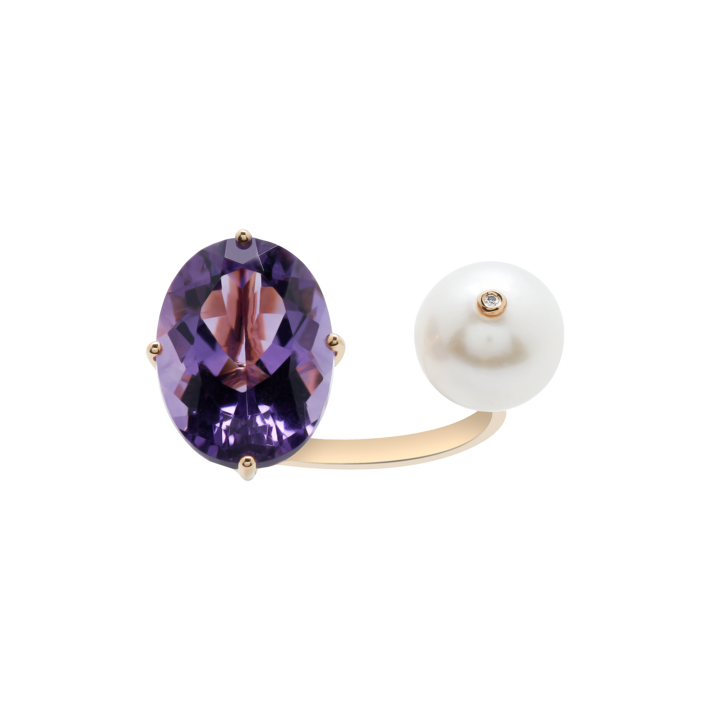 Rose Gold Amethyst and Pearl Ring from Terri Collection