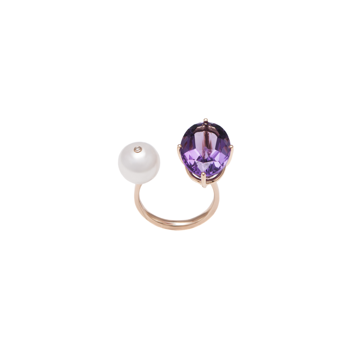 Rose Gold Amethyst & Pearl Ring From Terri Collection