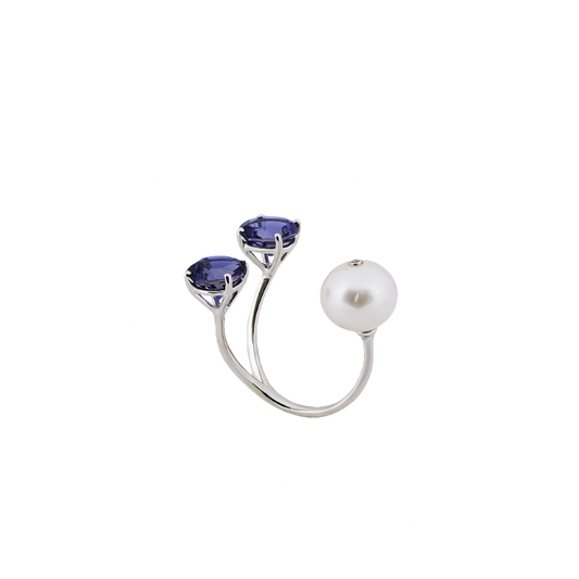 White Gold Sea Pearl Iolite Ring From Terri Collection