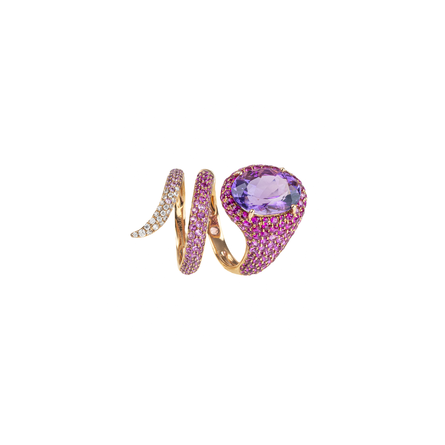 Rose Gold Pink Sapphire Amethyst Coiled Ring From Convertible Collection