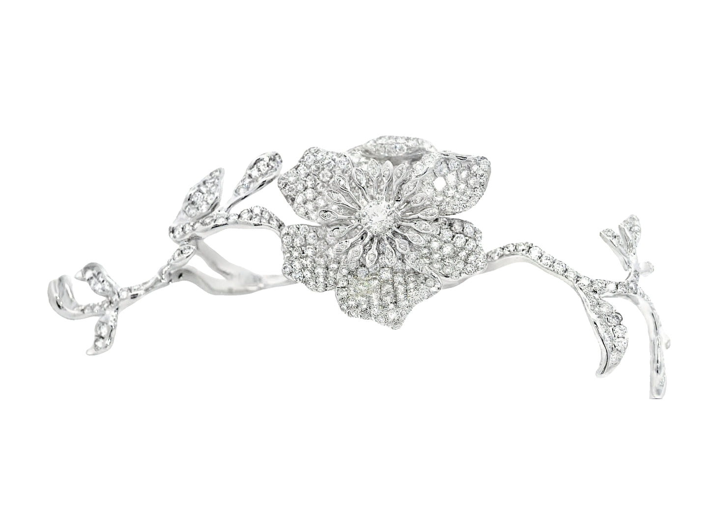 White Gold with White Diamond Multi Fingers Ring from Flowers Collection