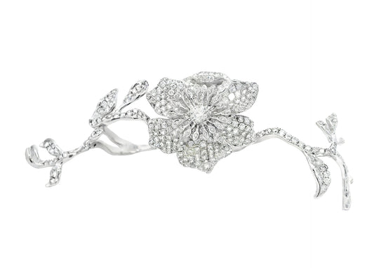 White Gold with White Diamond Multi Fingers Ring from Flowers Collection