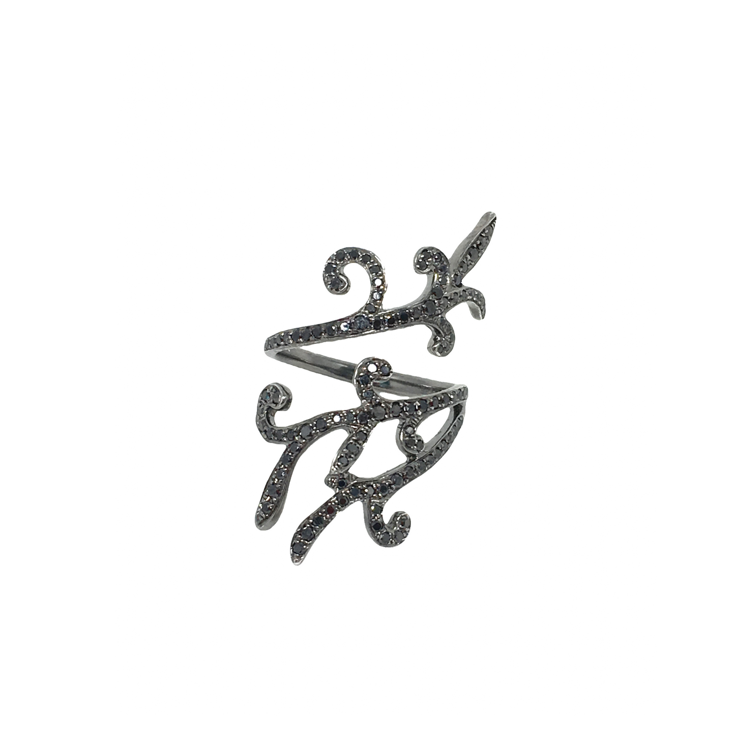 White Gold Black Diamond Ring From Tattoo Collection