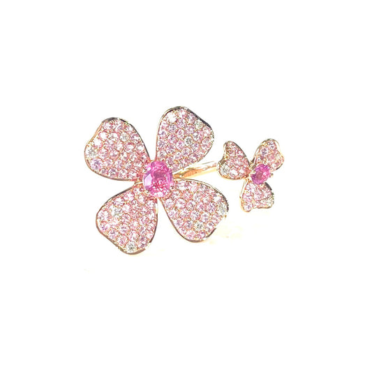 Rose Gold Pink Sapphire Diamond Ring From Flower Collection