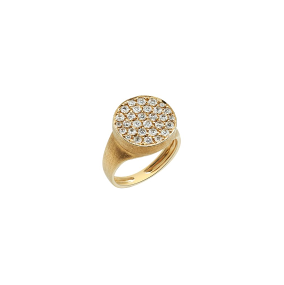 Yellow Gold White Diamond Signet Ring