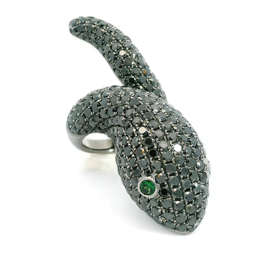 White Gold with Black Diamond Cocktail Ring from Snake Collection