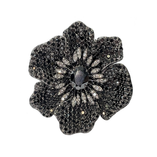 White Gold with Black Rhodium & Black &  Diamond & Hematite Cocktail ring from Flowers Collection