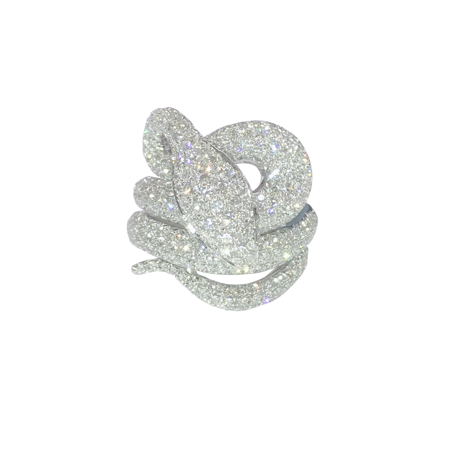 White Gold with White Diamond & Black Diamond Ring from Snake Collection