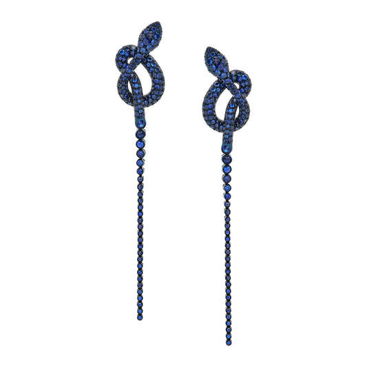 White Gold and Blue Sapphire Drop Earrings from Snake Collection