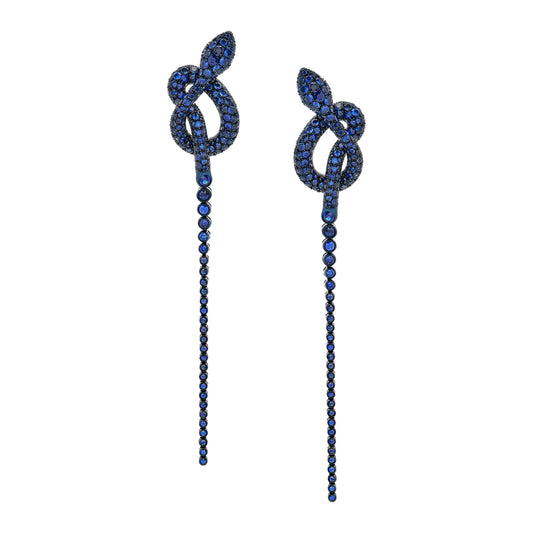 White Gold Blue Sapphire Drop Earrings From Snake Collection