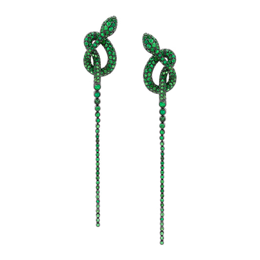 White Gold and Tsavorite Drop Earrings from Snake Collection